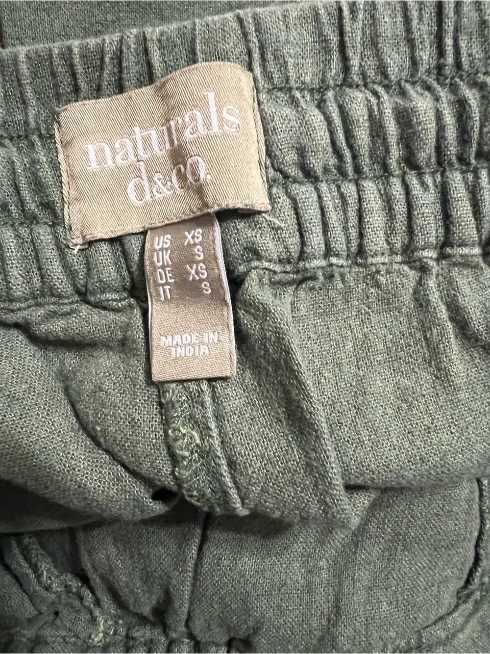 Naturals D & Co Women’s XS Olive Green  Casual Pants Wide Leg Lounge #626